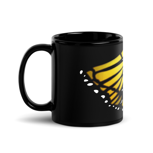 Yellow Butterfly | Black Glossy Mug