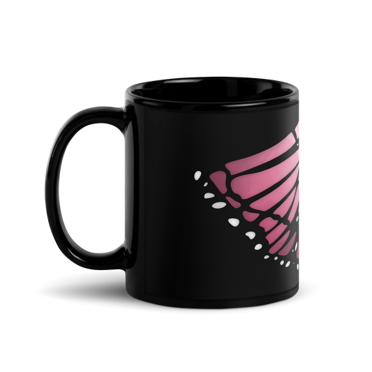 Pink Butterly | Black Glossy Mug