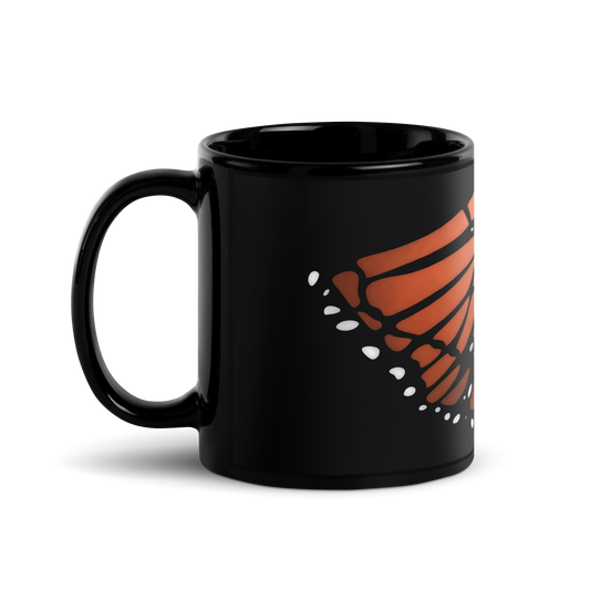 Orange Butterfly | Black Glossy Mug