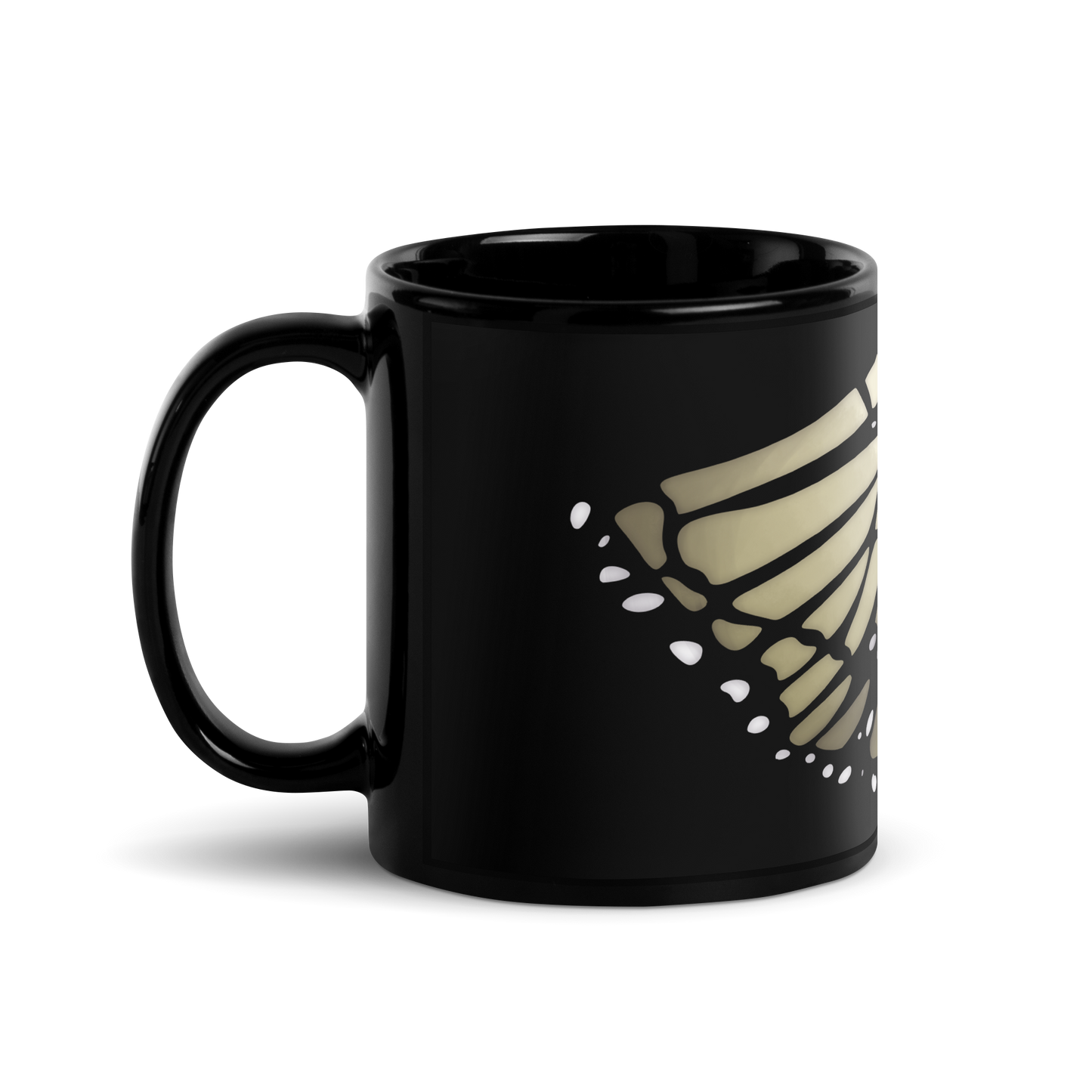Cream Butterfly | Black Glossy Mug