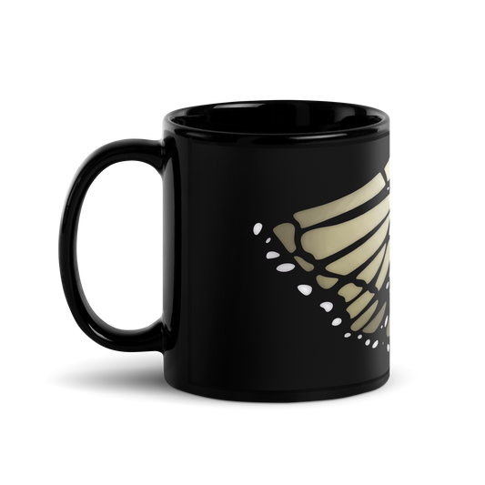Cream Butterfly | Black Glossy Mug