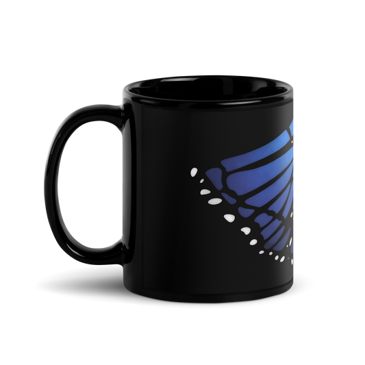 Deep Blue Butterfly | Black Glossy Mug