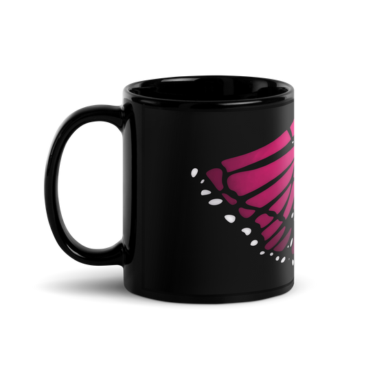 Deep Pink Butterfly | Black Glossy Mug
