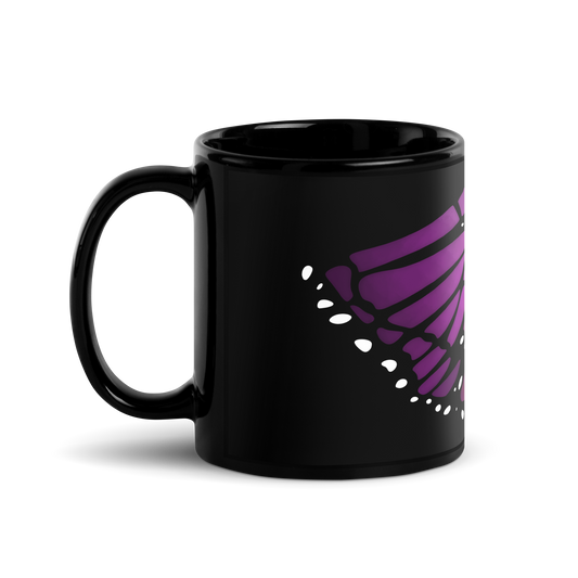 Purple and Gold Butterfly | Black Glossy Mug