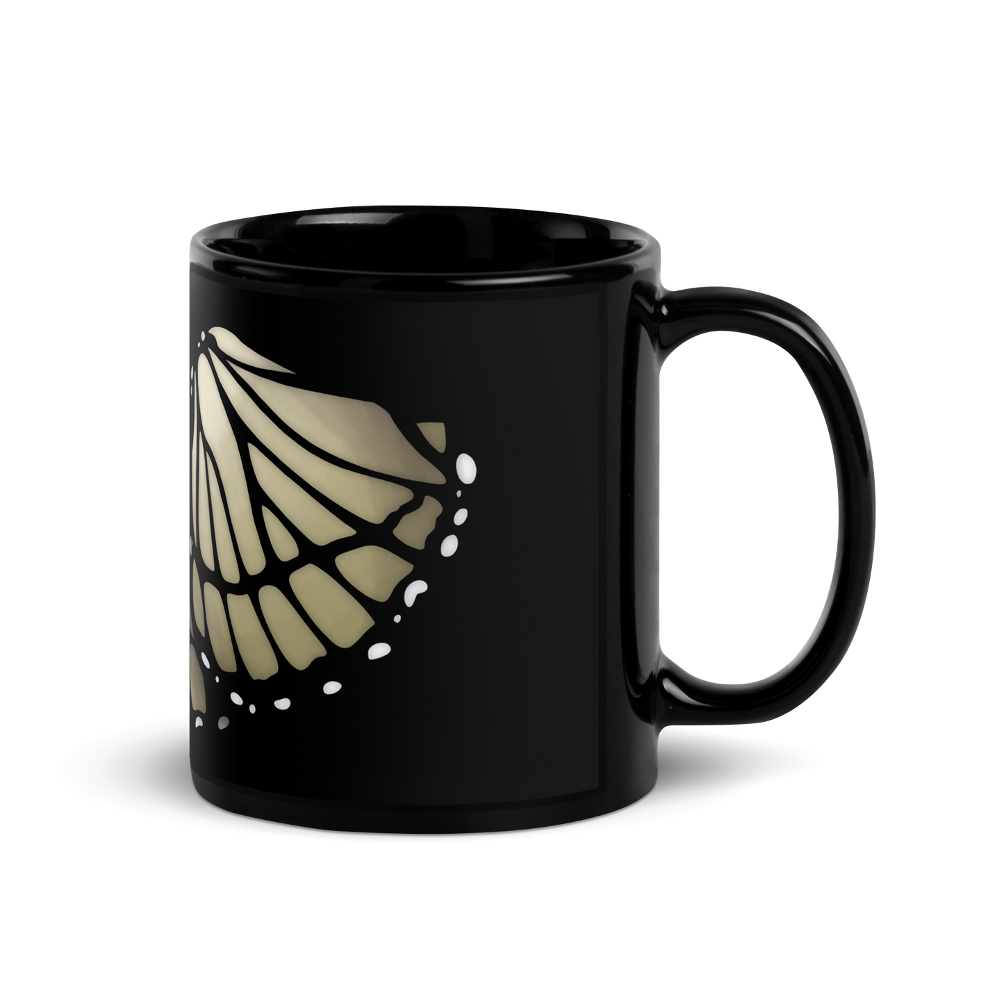 Cream Butterfly | Black Glossy Mug