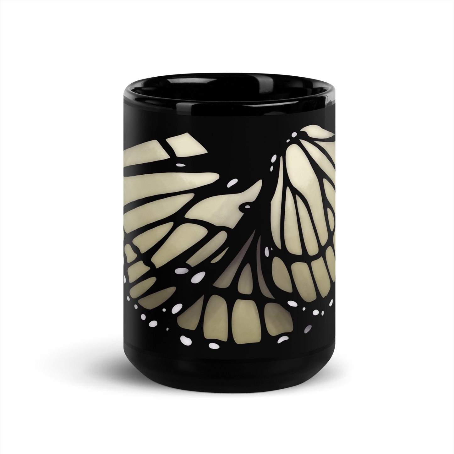 Cream Butterfly | Black Glossy Mug