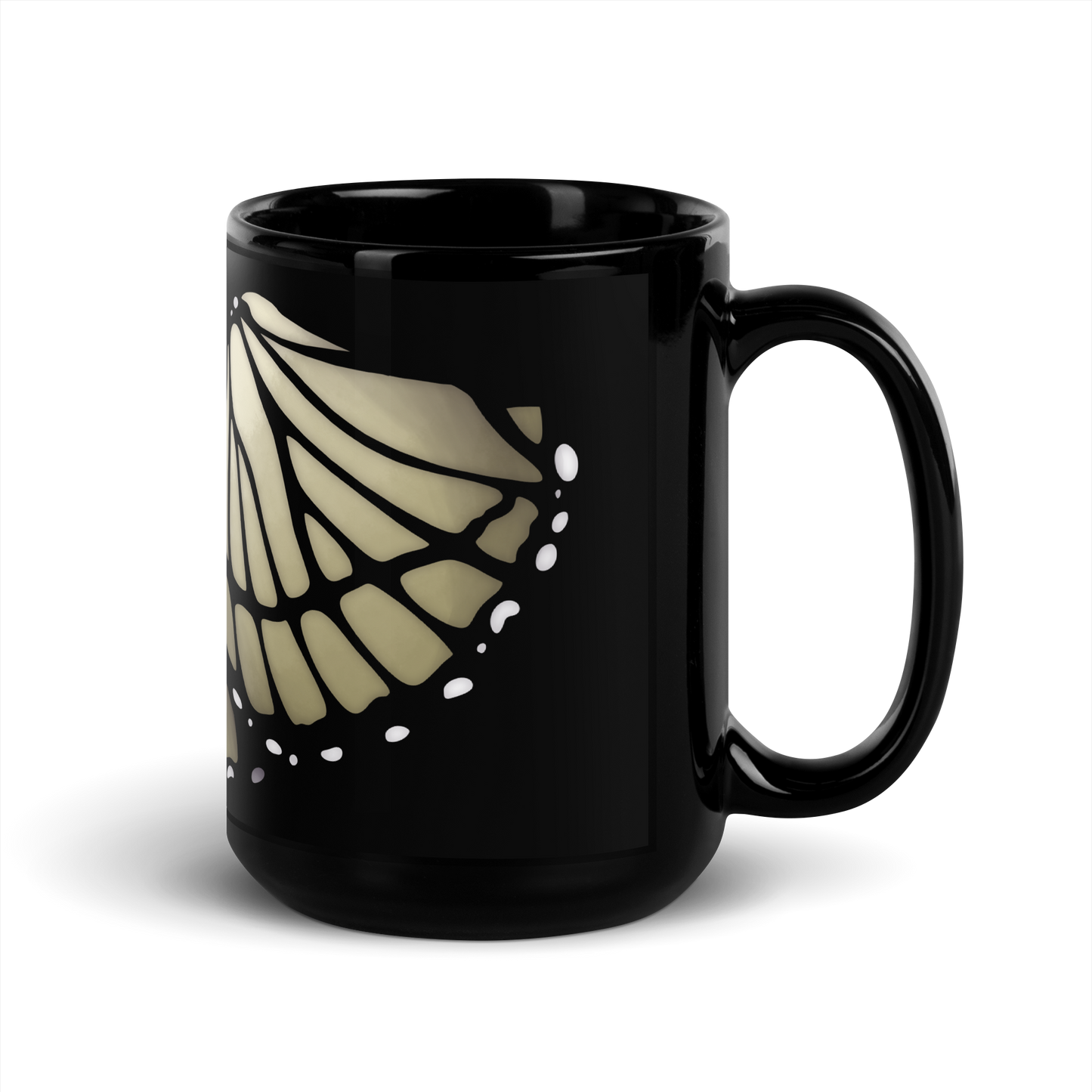 Cream Butterfly | Black Glossy Mug