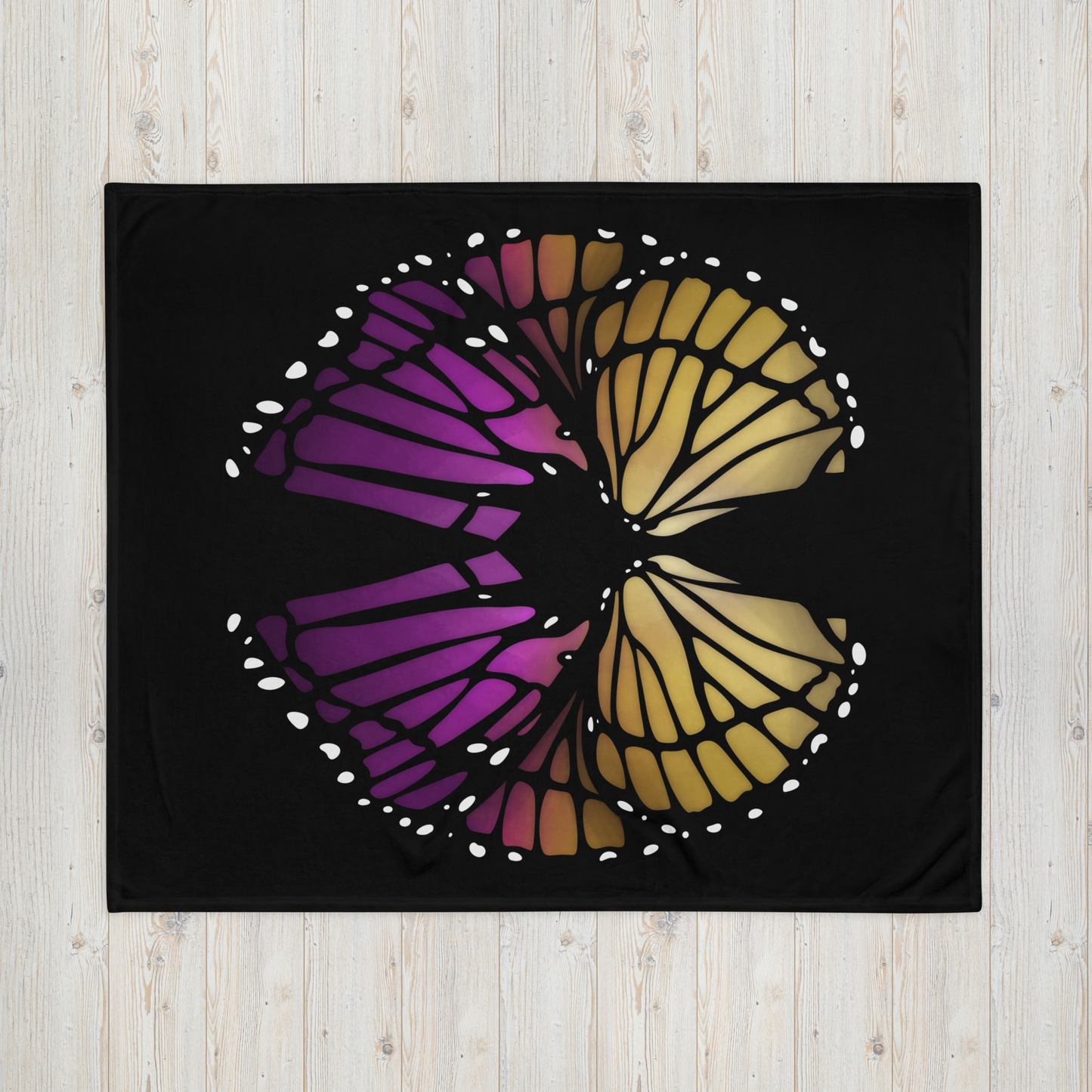 Purple and Yellow Butterfly Wing Throw Blanket