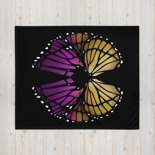 Purple and Yellow Butterfly Wing Throw Blanket