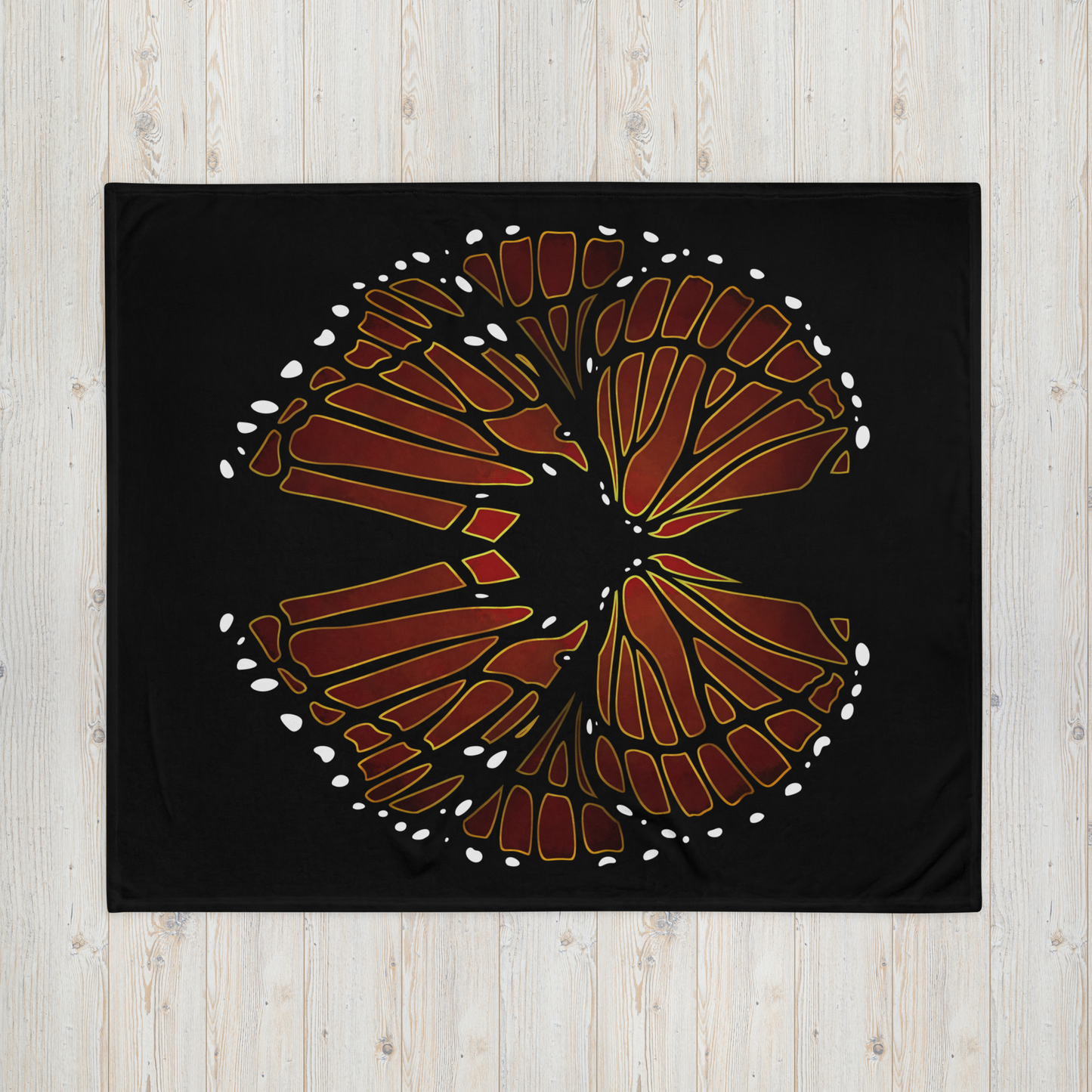 Red and Gold Butterfly Wing Throw Blanket