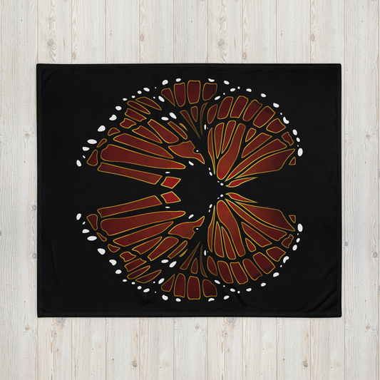 Red and Gold Butterfly Wing Throw Blanket