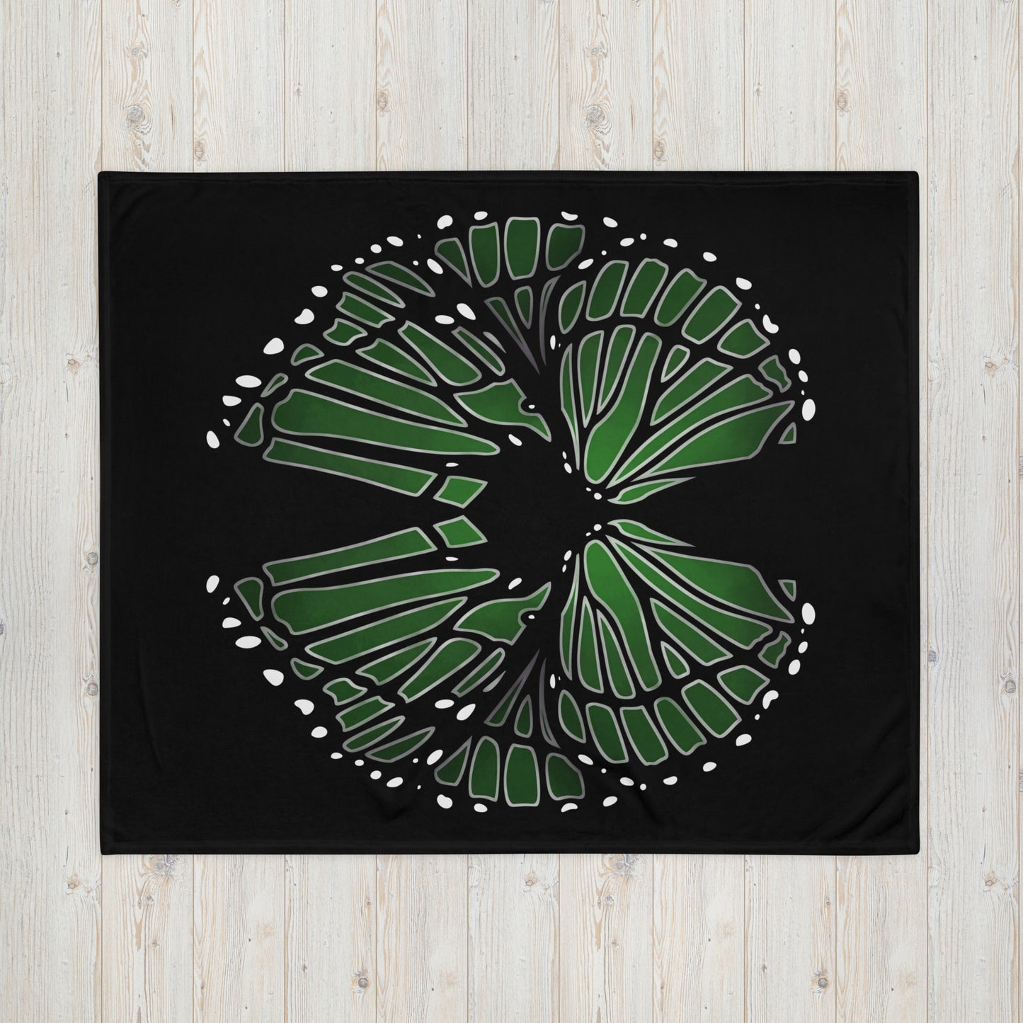 Green and Gray Butterfly Wing Throw Blanket