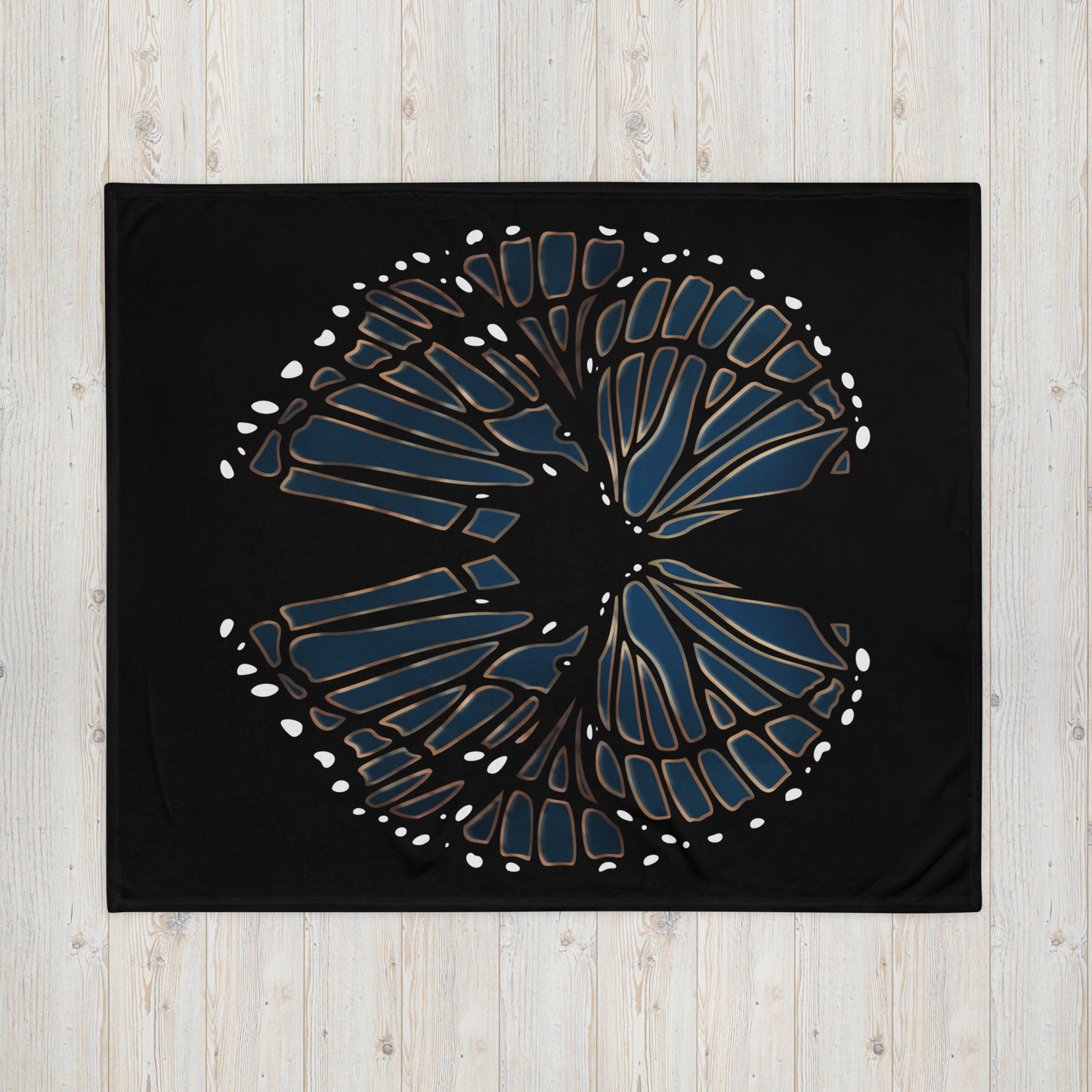Blue and Brown Butterfly Wing Throw Blanket