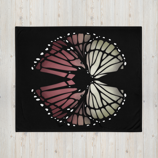 Cream and Deep Blush Butterfly Wing Throw Blanket