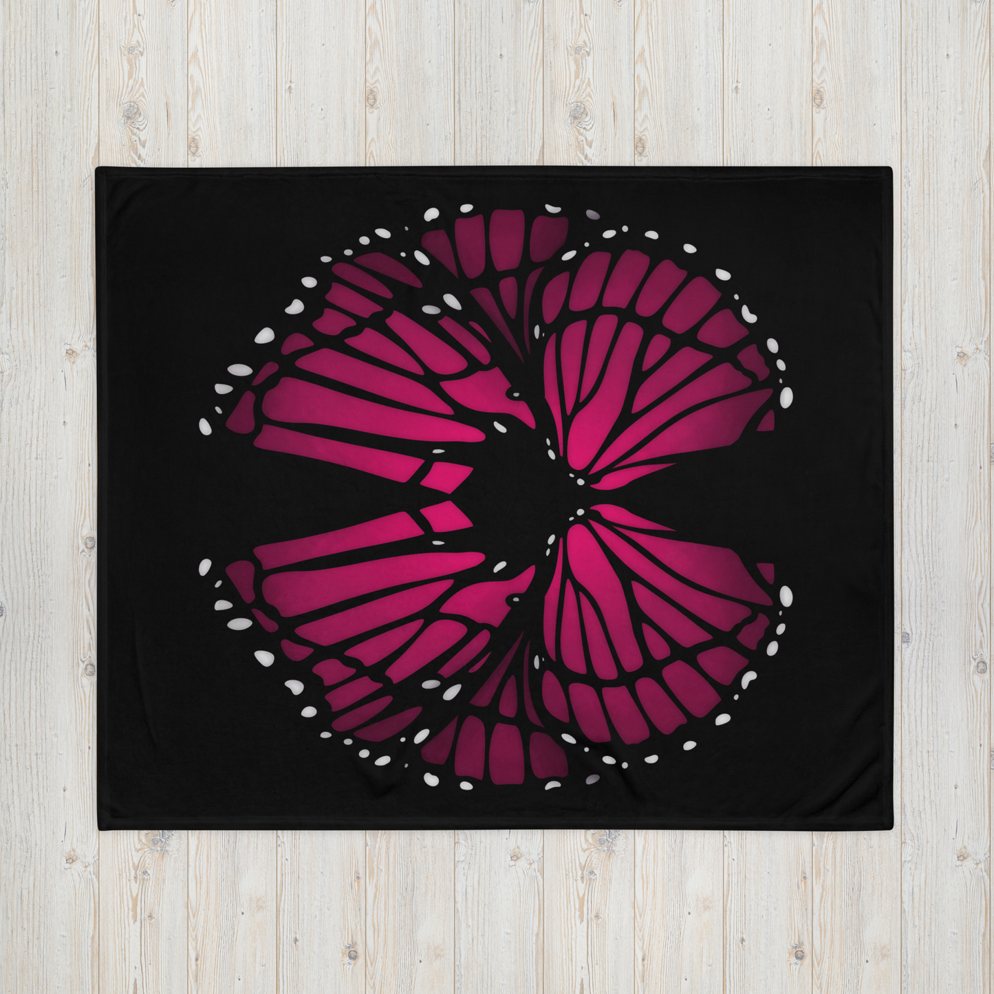 Deep Pink Butterfly Wing Throw Blanket