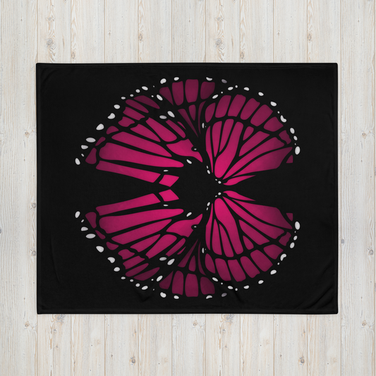 Deep Pink Butterfly Wing Throw Blanket