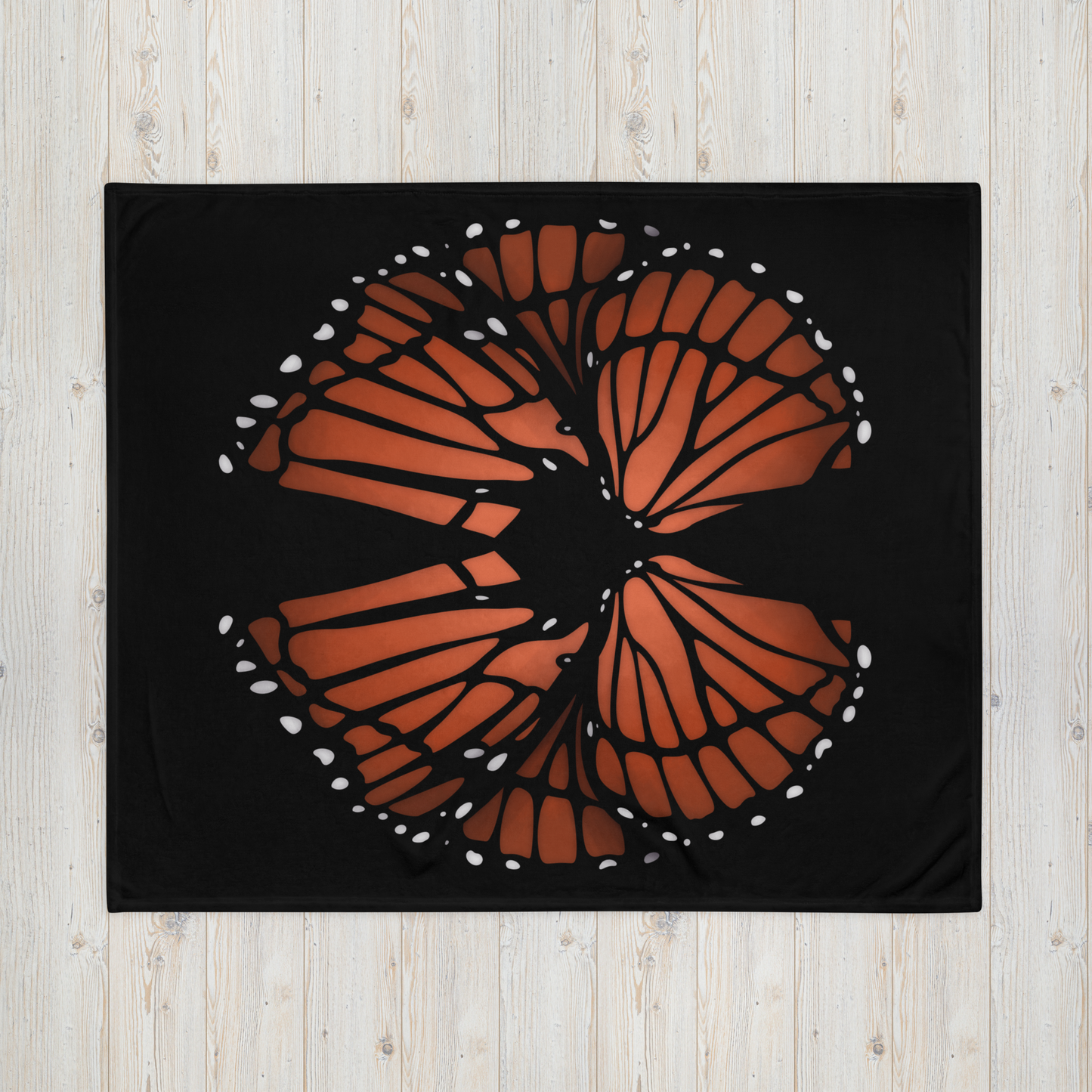 Orange Butterfly Wing Throw Blanket