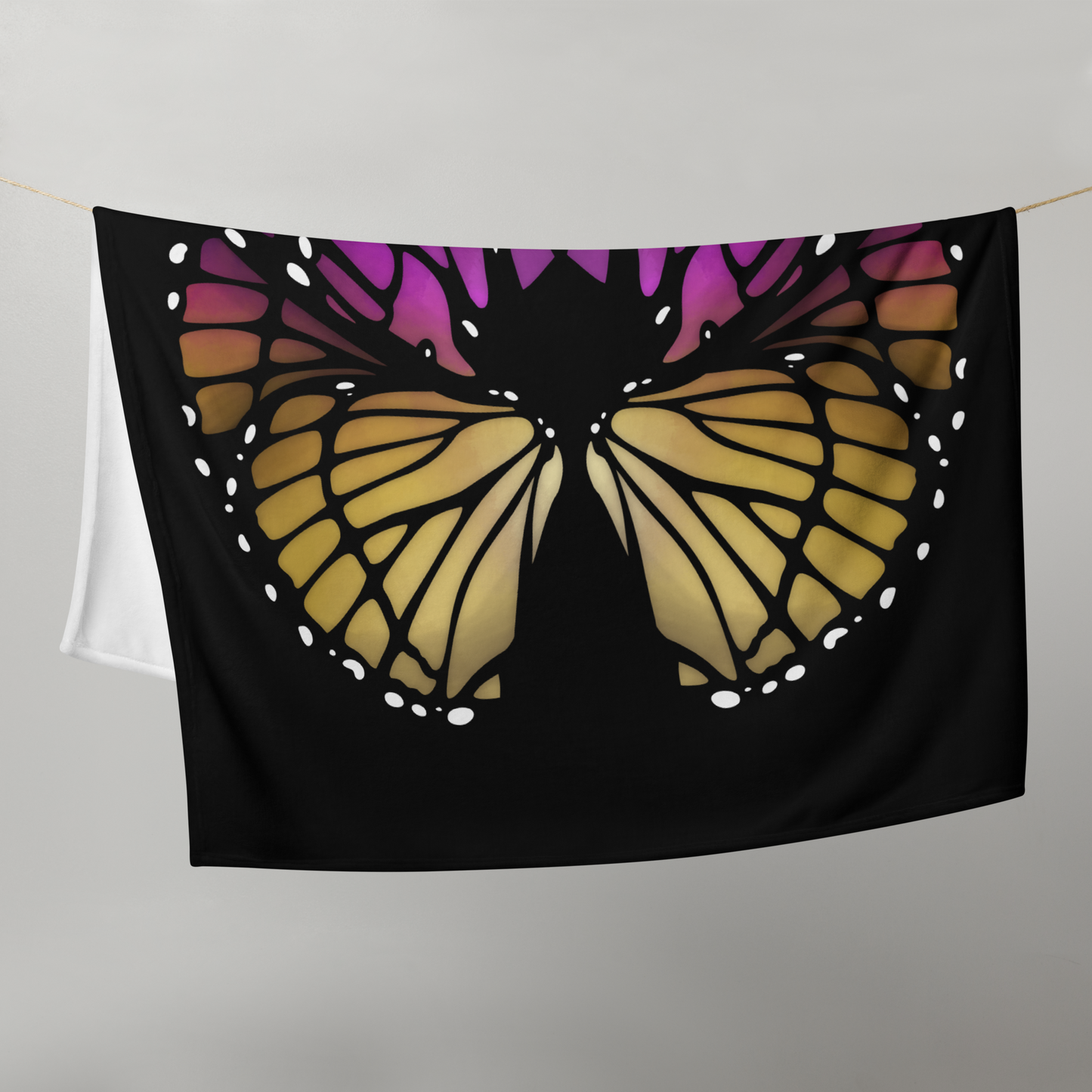 Purple and Yellow Butterfly Wing Throw Blanket