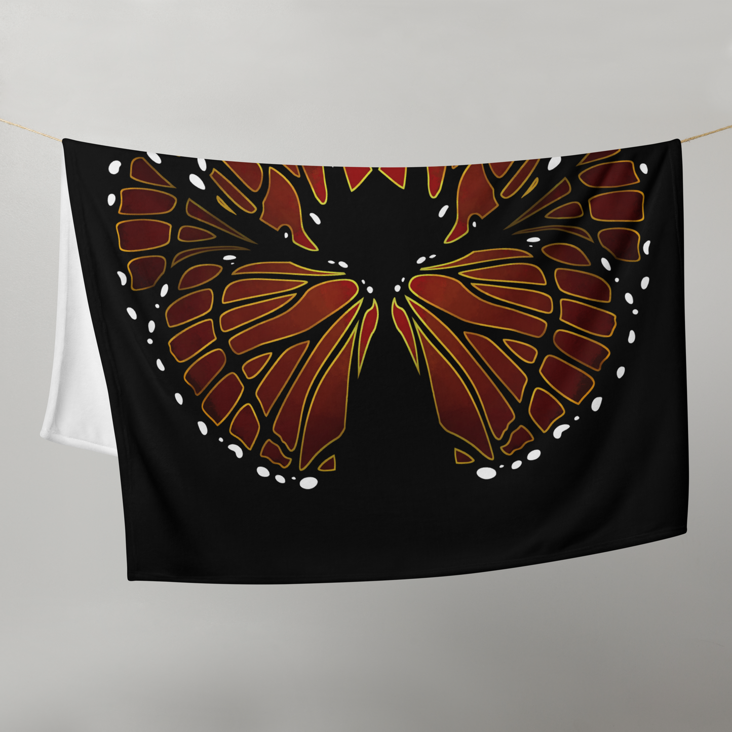 Red and Gold Butterfly Wing Throw Blanket