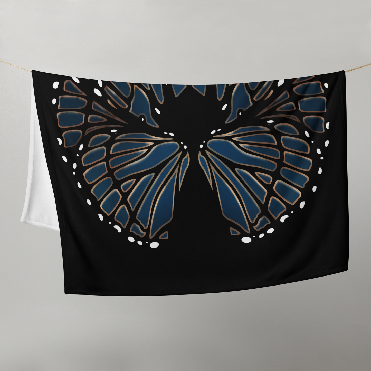 Blue and Brown Butterfly Wing Throw Blanket