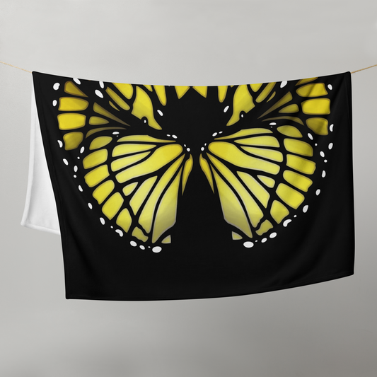 Yellow Butterfly Wing Throw Blanket