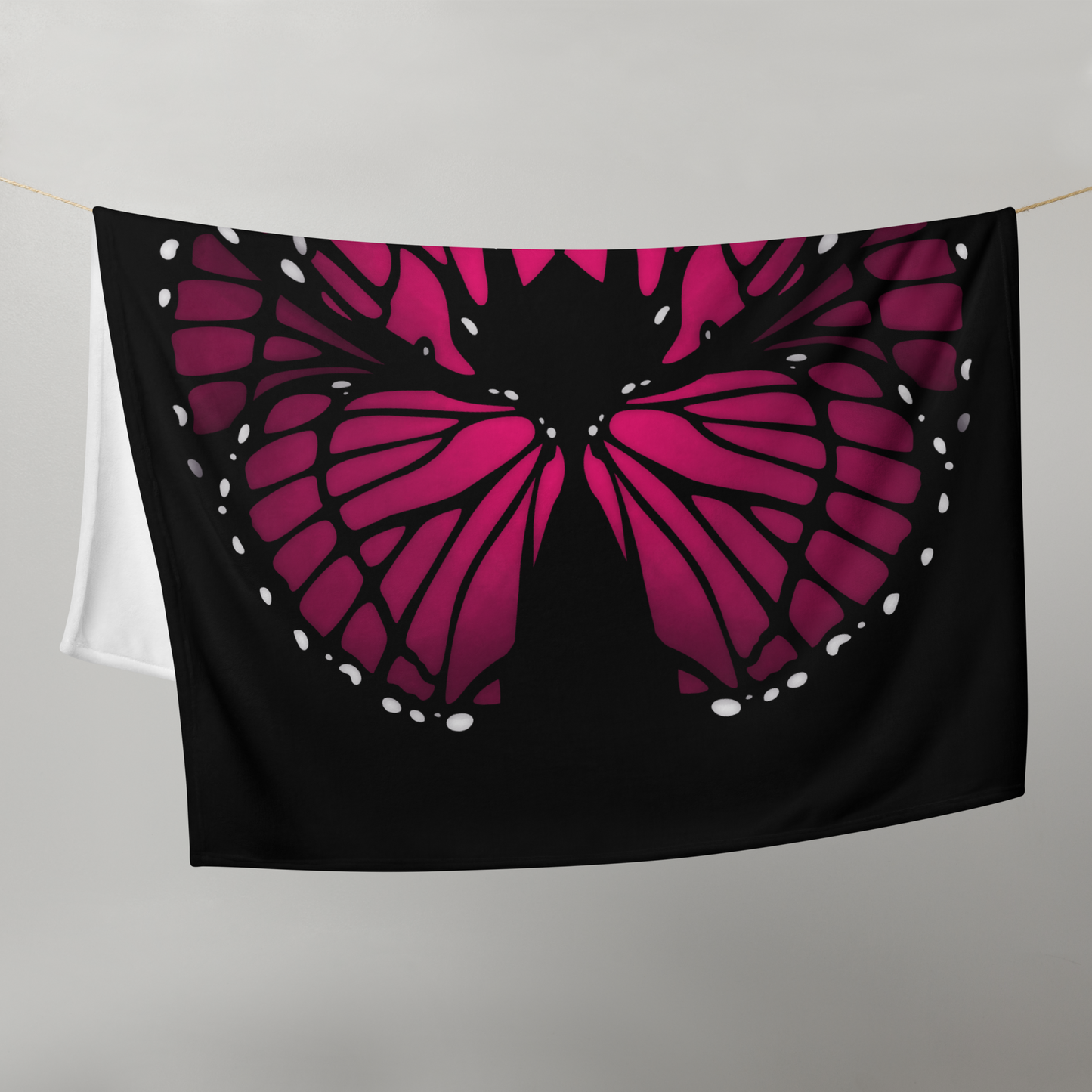Deep Pink Butterfly Wing Throw Blanket