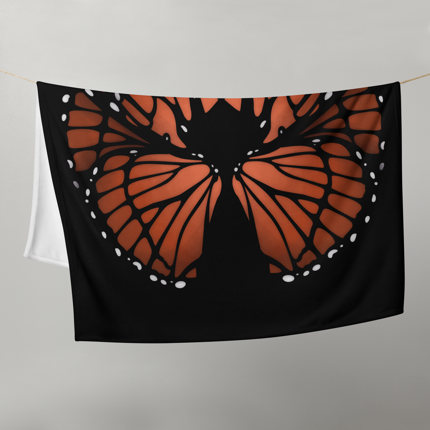 Orange Butterfly Wing Throw Blanket