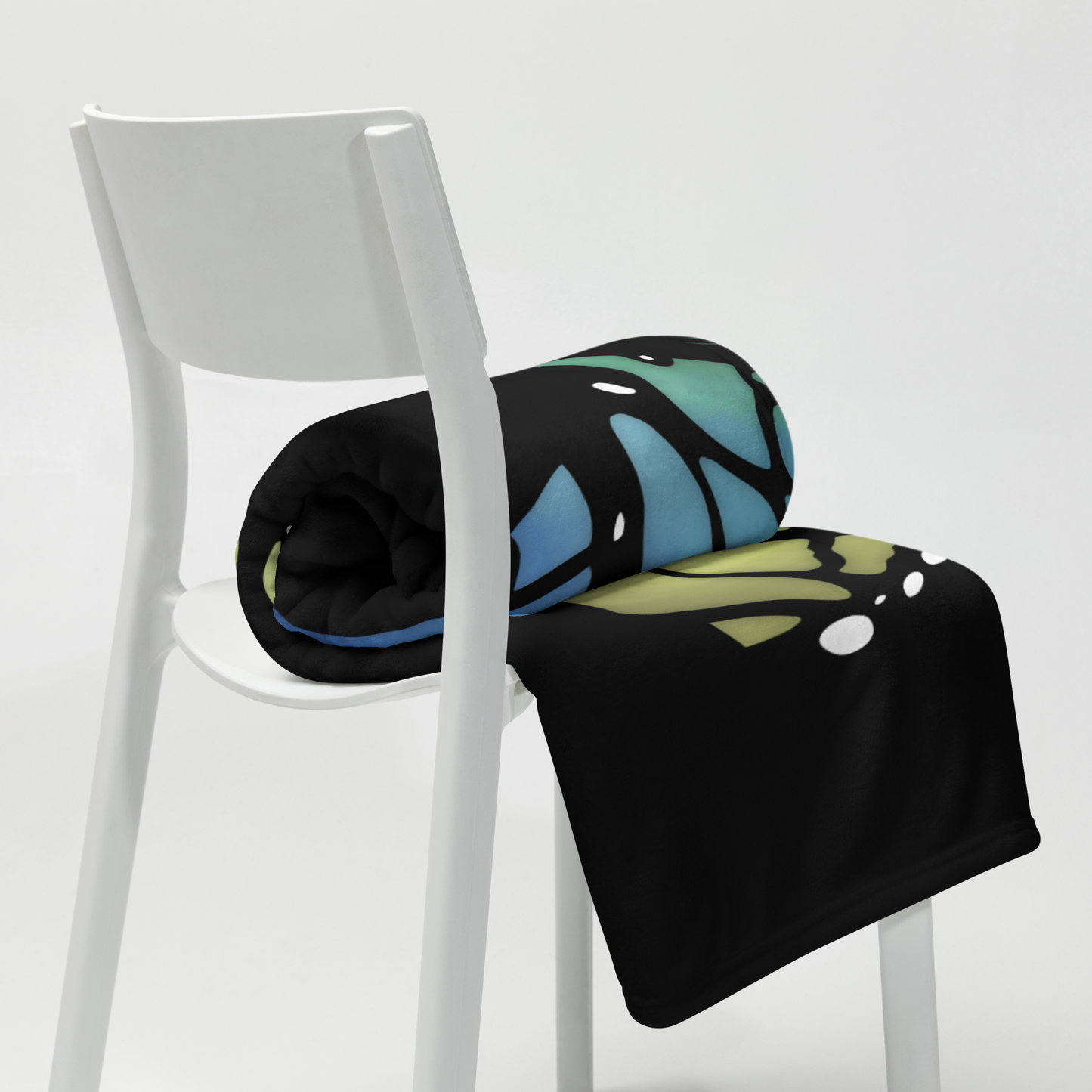 Blue and Green Butterfly Wing Throw Blanket
